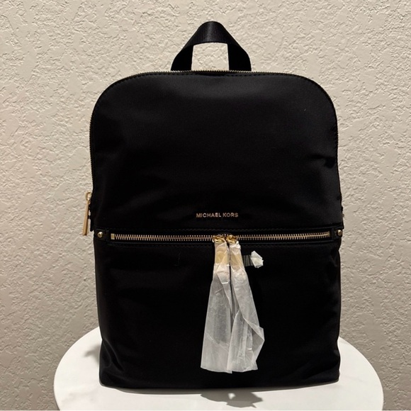 Michael Kors Kelsey Large Black Nylon Backpack NWT